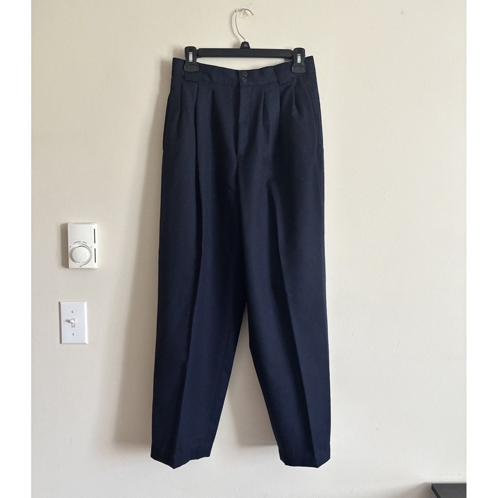 Vintage 80s Giorgio Sant Angelo Wool Trouser Pleated Pants Blue Sz 14 Formal